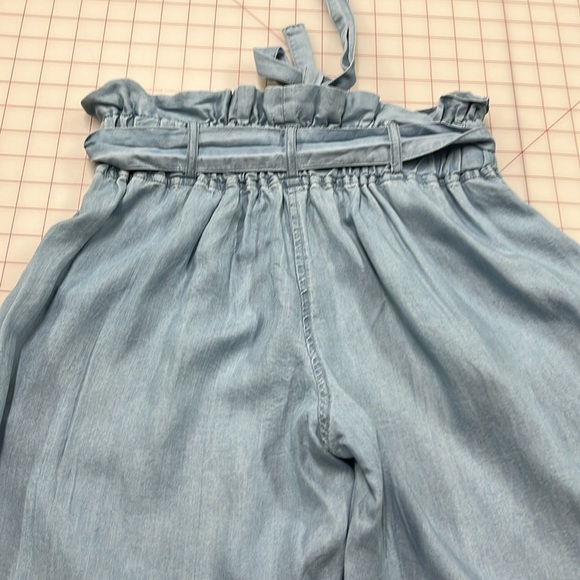 THREAD & SUPPLY Paper Bag Belt Waist Wide Leg Slouch Beach Demin Chambray pant S - Picture 11 of 16